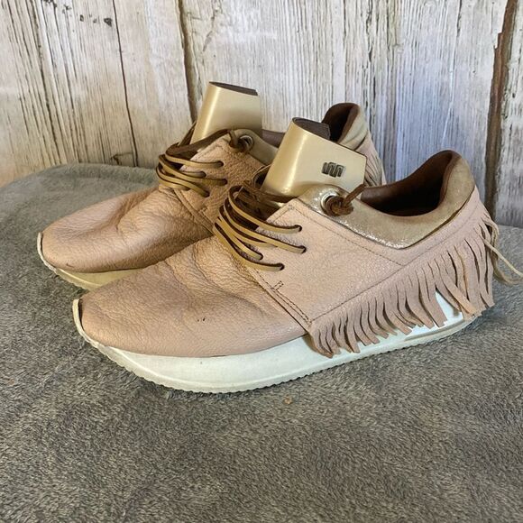 Esse ut Esse Fringe Nude Leather Sneakers Size 37 Made in Italy - Picture 1 of 11